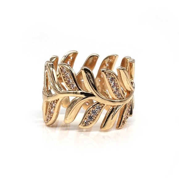 My Bead Emporium Jewelry - Gold plated ring leaves styling.